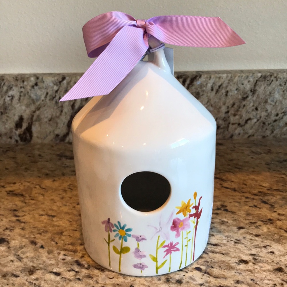 NEW-Rae Dunn Watercolor Bloom Round Birdhouse
